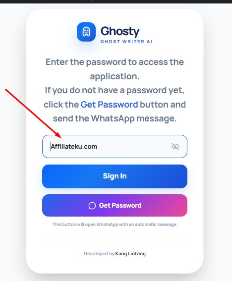 Cara memasukkan password